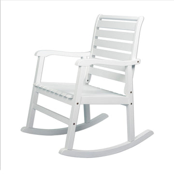 Carey Modern Slat-Back 300-Lbs Support Acacia Wood Patio Outdoor Rocking Chair - JONATHAN Y